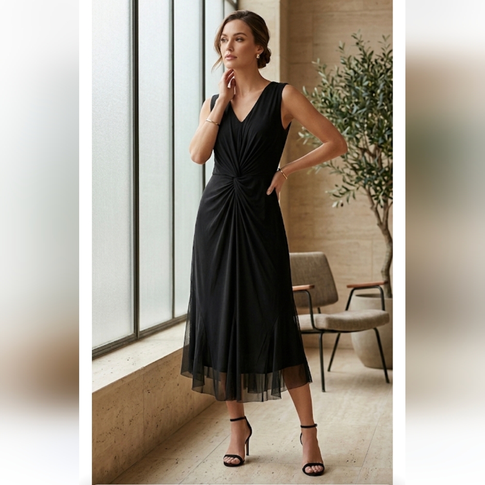 Isaac Mizrahi Black Midi Dress